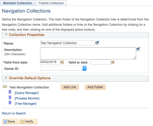 Configure Navigation Collection in PeopleSoft