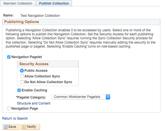 Publish Navigation Collection in PeopleSoft