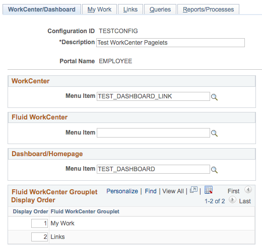 Configure WorkCenter Pagelets in PeopleSoft